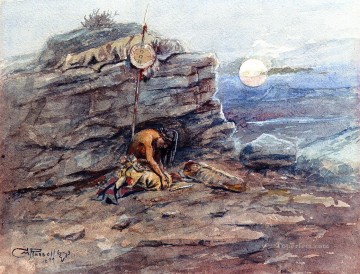  Dead Painting - Mourning Her Warrior Dead Indians Charles Marion Russell Indiana